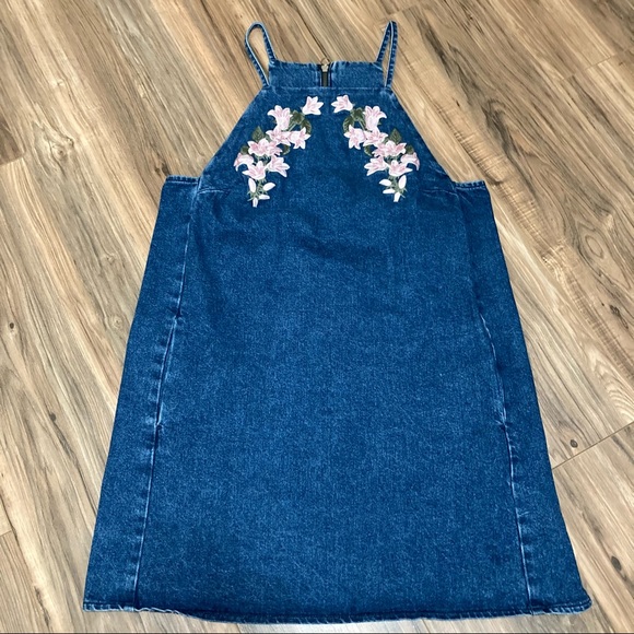 Top shop embroidered denim dress size 12 - Picture 8 of 9